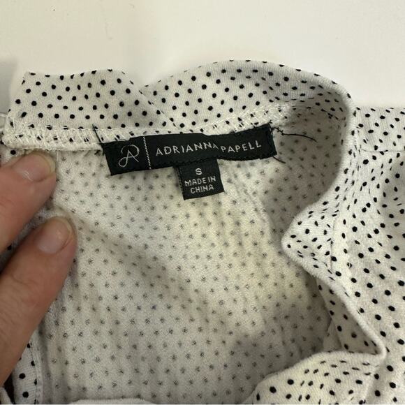 Adrianna Papell White and Black Polka Dot Blouse - Size Small - Picture 8 of 11